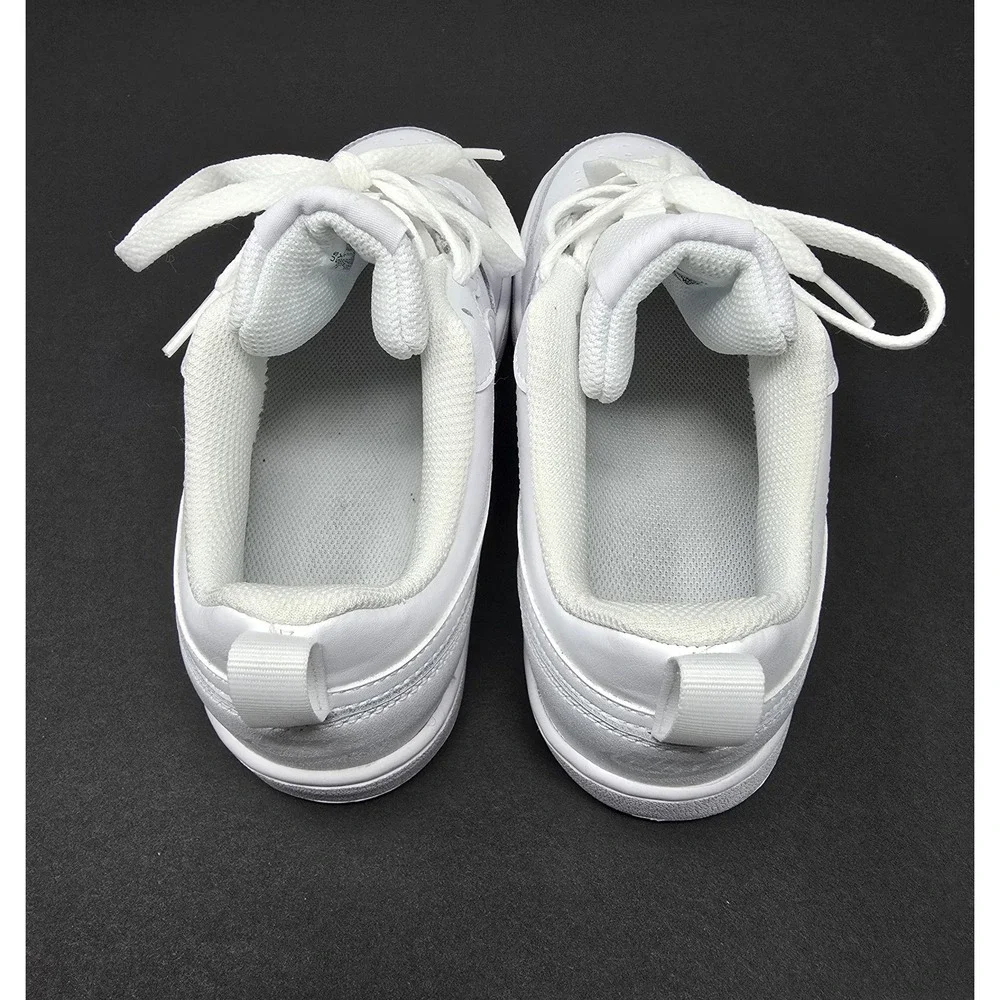 Nike Court Borough Low 2 Triple White Kids Sneakers BQ5448-100 Size 5Y